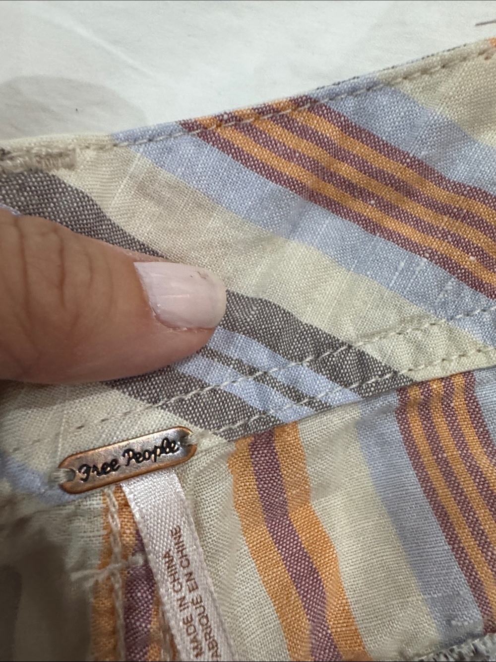 Free People Striped Lightweight Shirt in Cream, Light Blue & Mustard